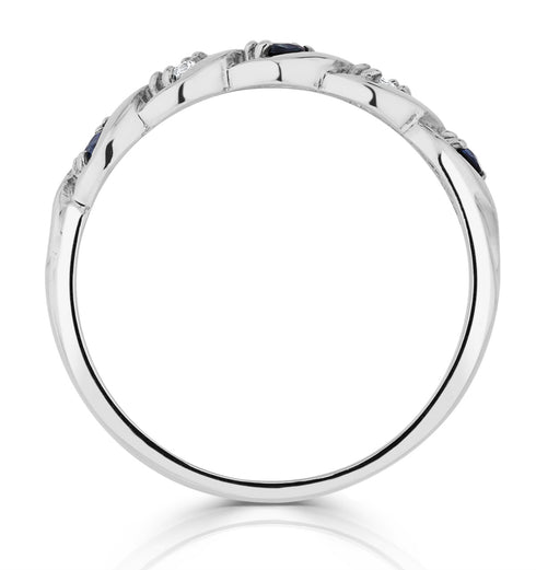 Sapphire 2.25 x 2.25mm And Diamond 9K White Gold Ring